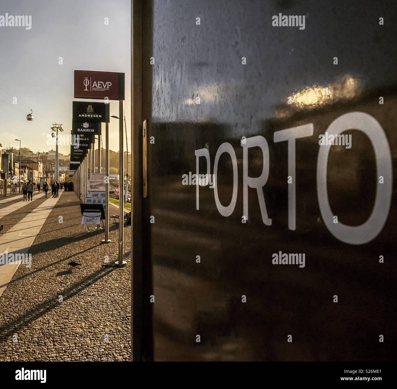 Signe avec marques de la célèbre les vins de Porto à Porto, Portugal Banque D'Images