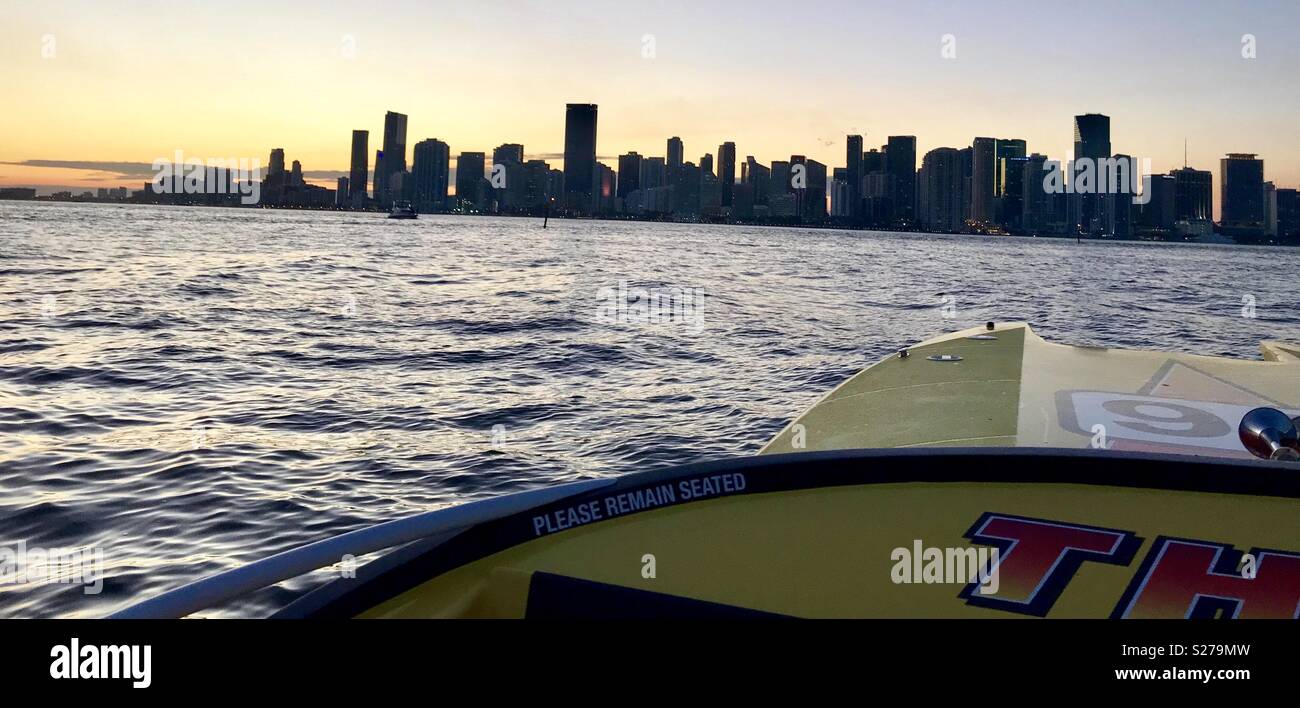 Coucher du soleil de Miami skyline Banque D'Images