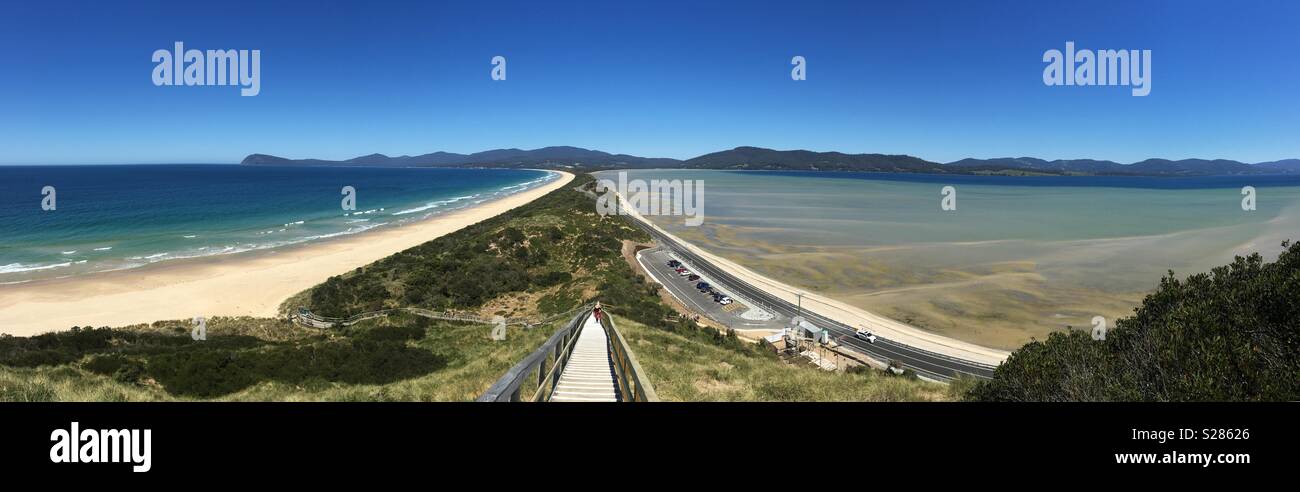 Vue depuis le mémorial de Truganini, le Neck Lookout, Bruny Island, Tasmanie, Australie Banque D'Images