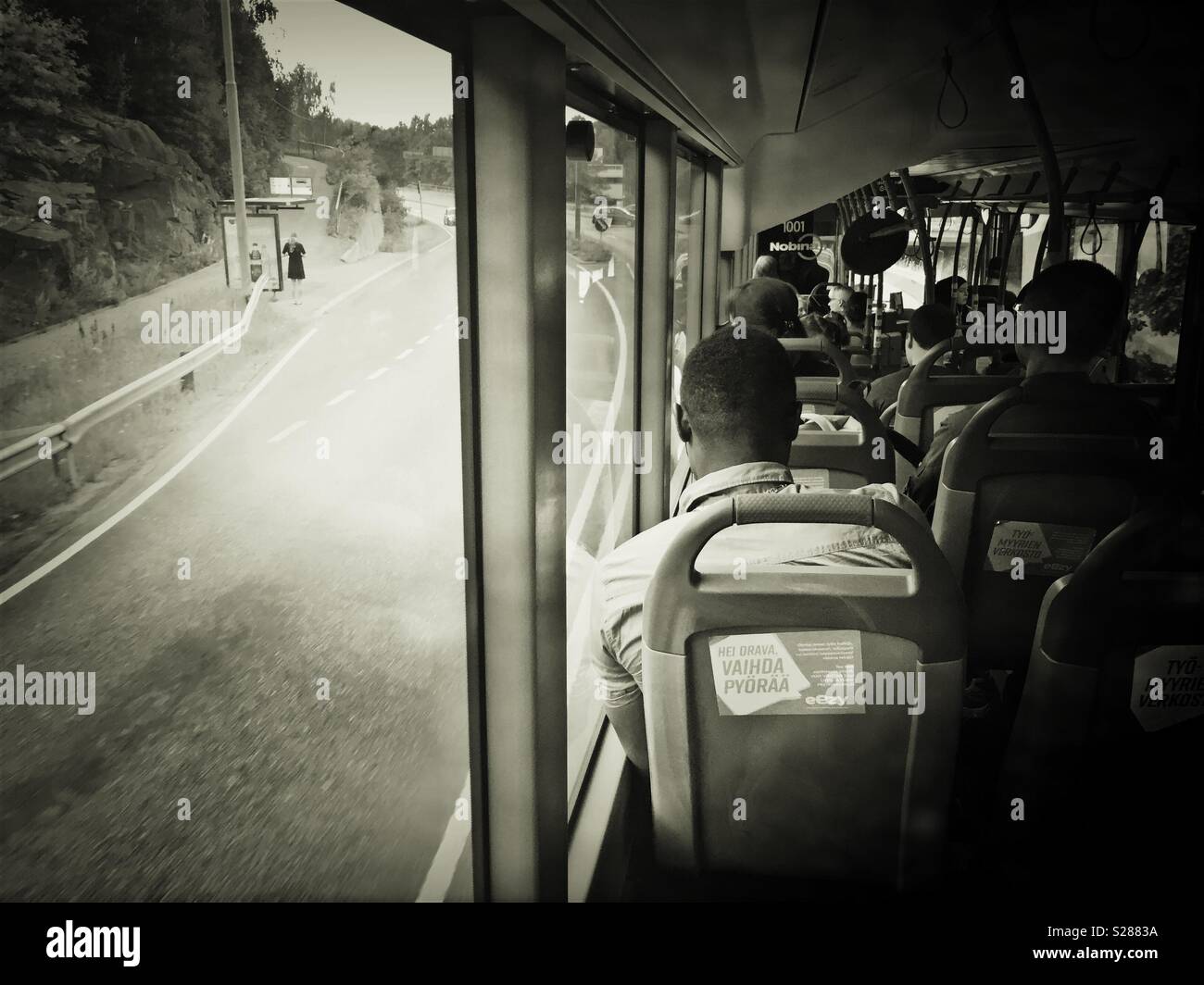 Dans le bus local - Image de stock capturée avec un smartphone