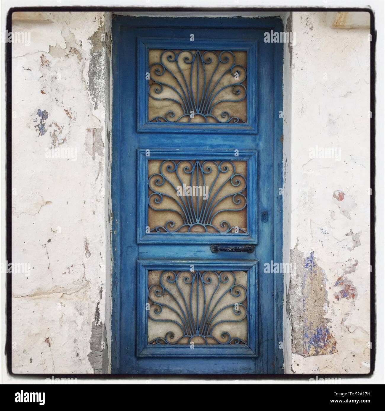 Maison de village porte dans les îles Cyclades, Grèce - Image de stock capturée avec un smartphone