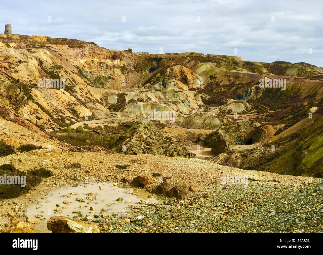 Parys Mountain, Mynydd Parys, Holyhead, Anglesey, Pays de Galles, l'exploitation minière de cuivre Banque D'Images