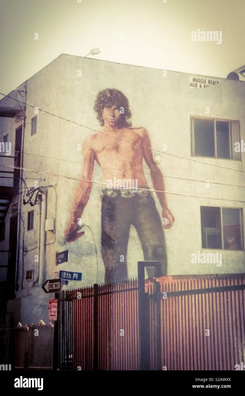 Jim Morrison street art, Venice Beach, Californie Banque D'Images