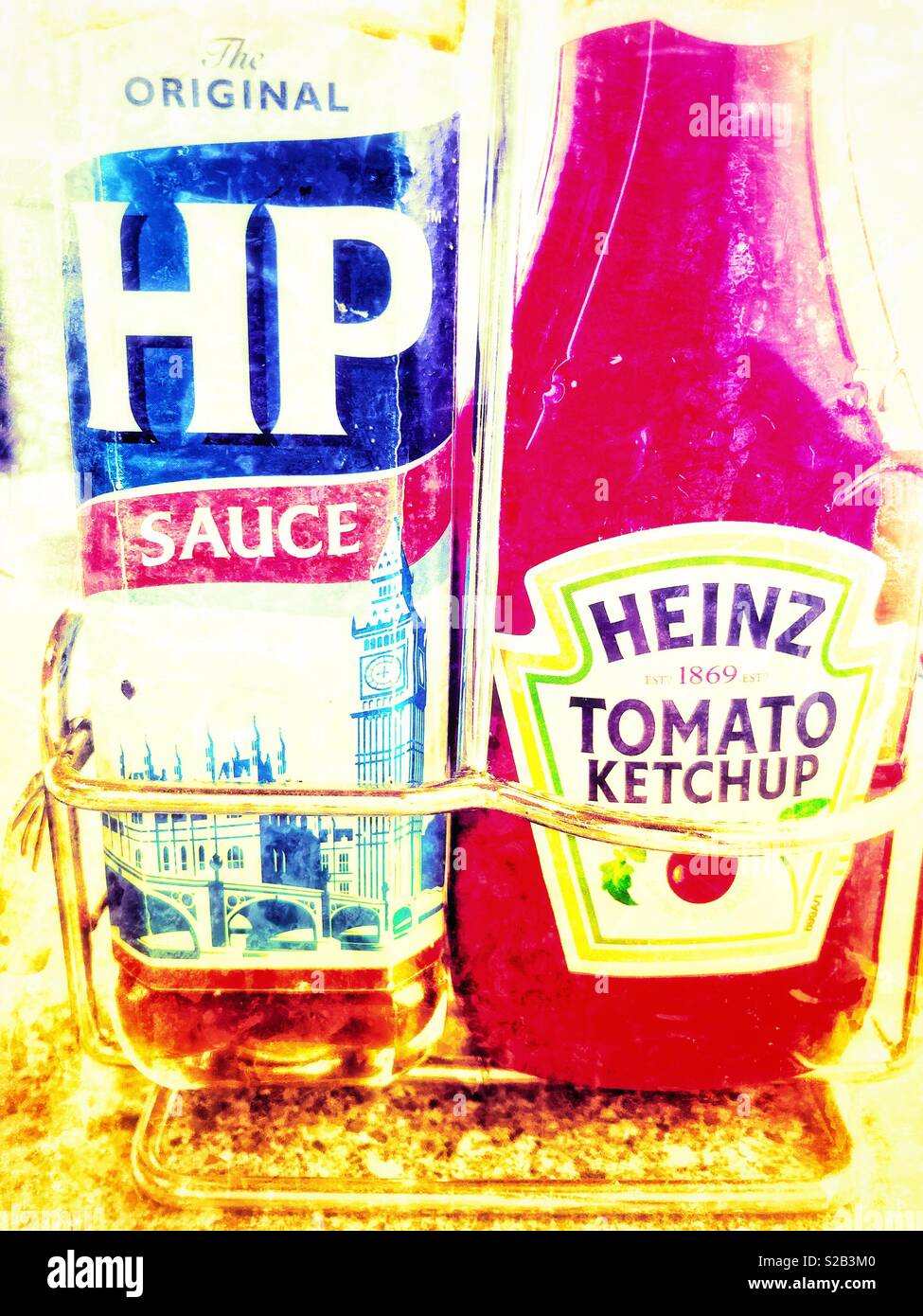 Sauce brune HP et Heinz Tomato ketchup Banque D'Images