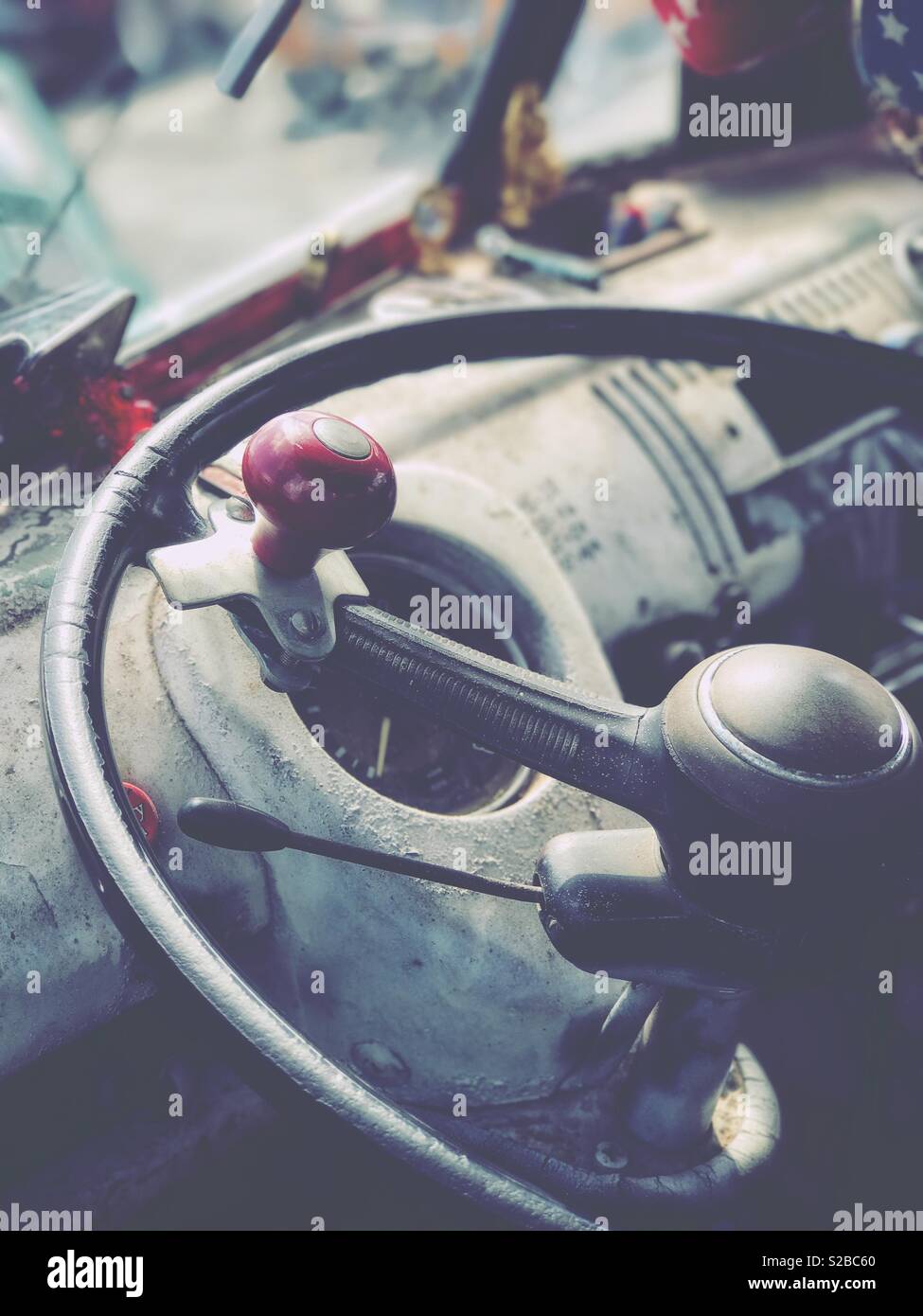 Vintage Volkswagen Bus volant et tableau de bord Banque D'Images