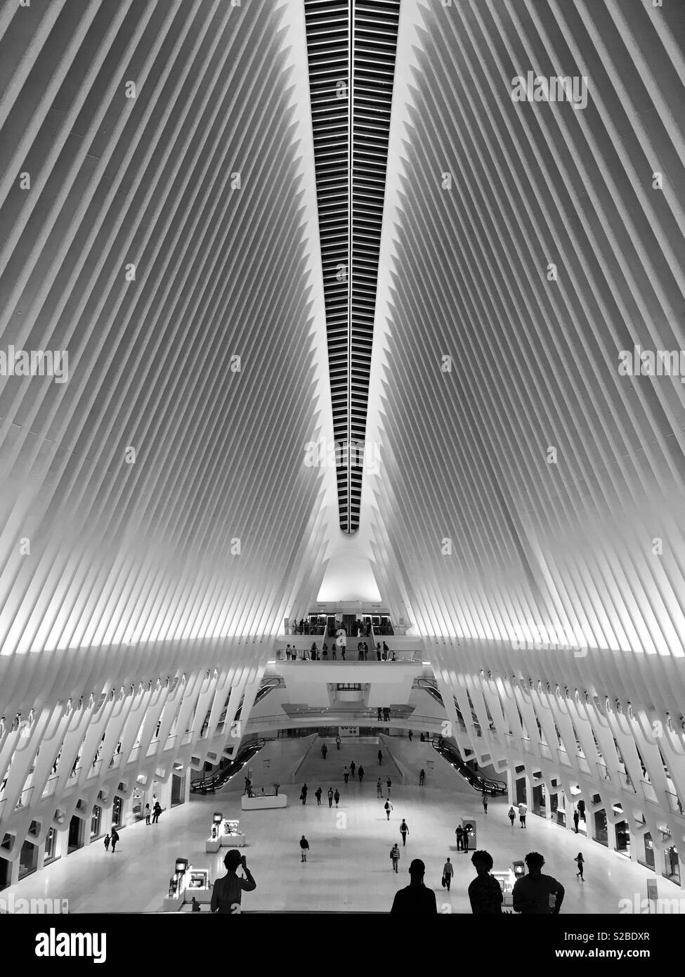 Détail de l'intérieur et le plafond de World Trade Center Transportation hub mall , New York City , États-Unis Banque D'Images