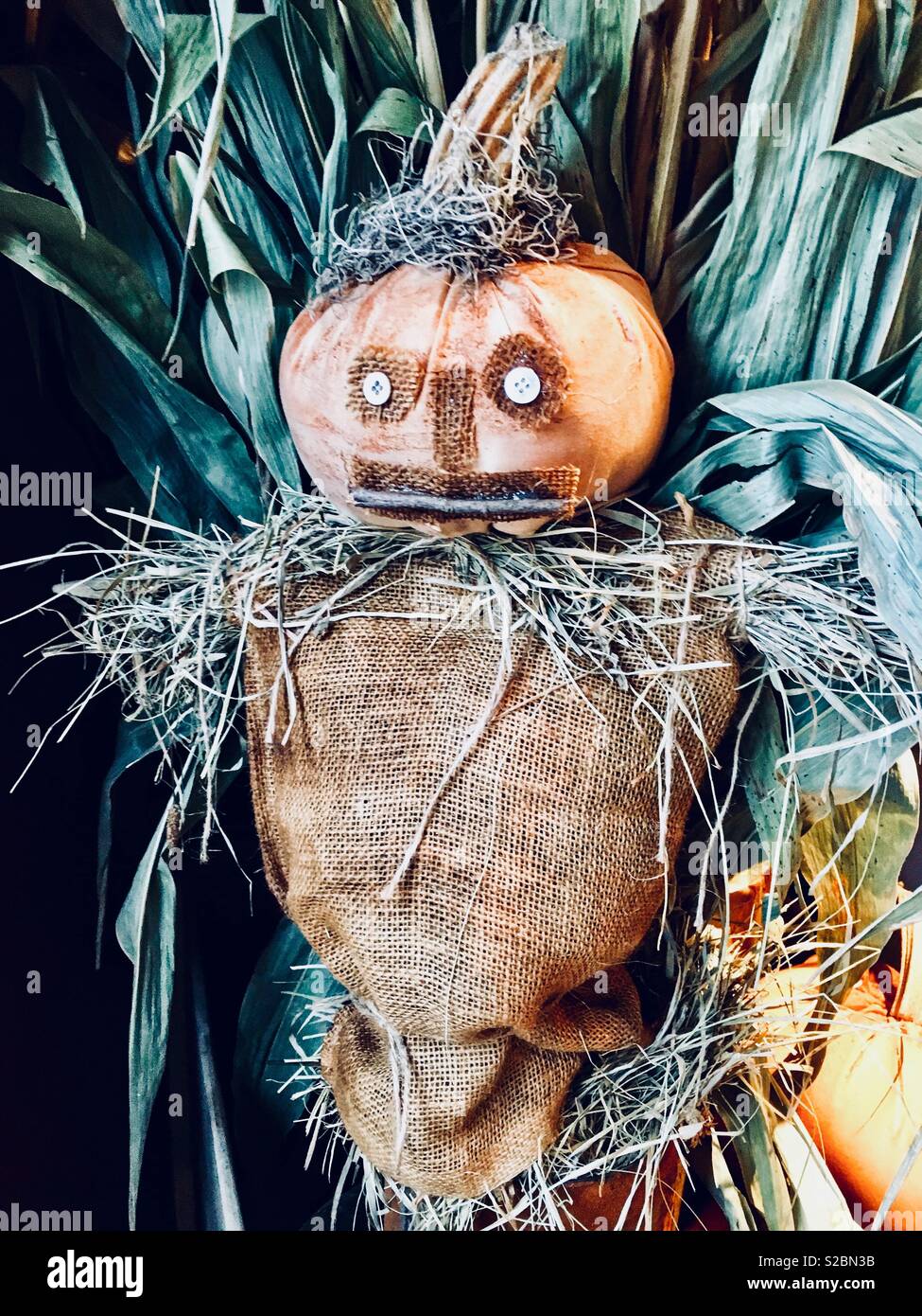 Citrouille Creepy dirigé scarecrow Banque D'Images