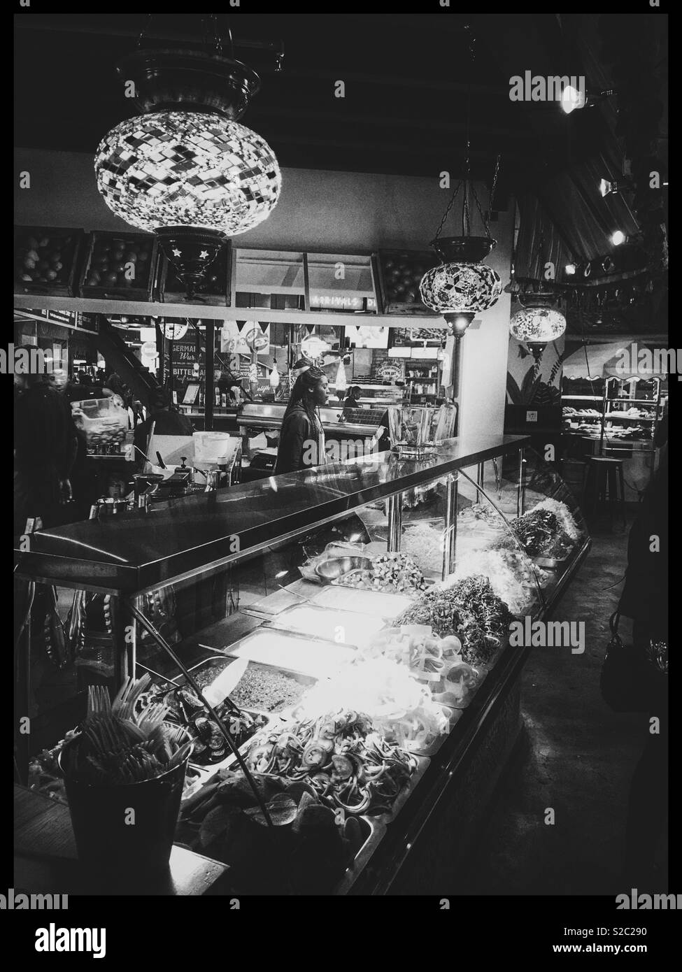 Stands de nourriture au marché, Mojo Seapoint, Cape Town, Afrique du Sud. Banque D'Images