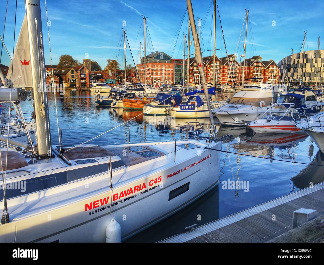 Nouveau Bavaria yacht C45, Ipswich, Suffolk, Angleterre. - Image de stock capturée avec un smartphone