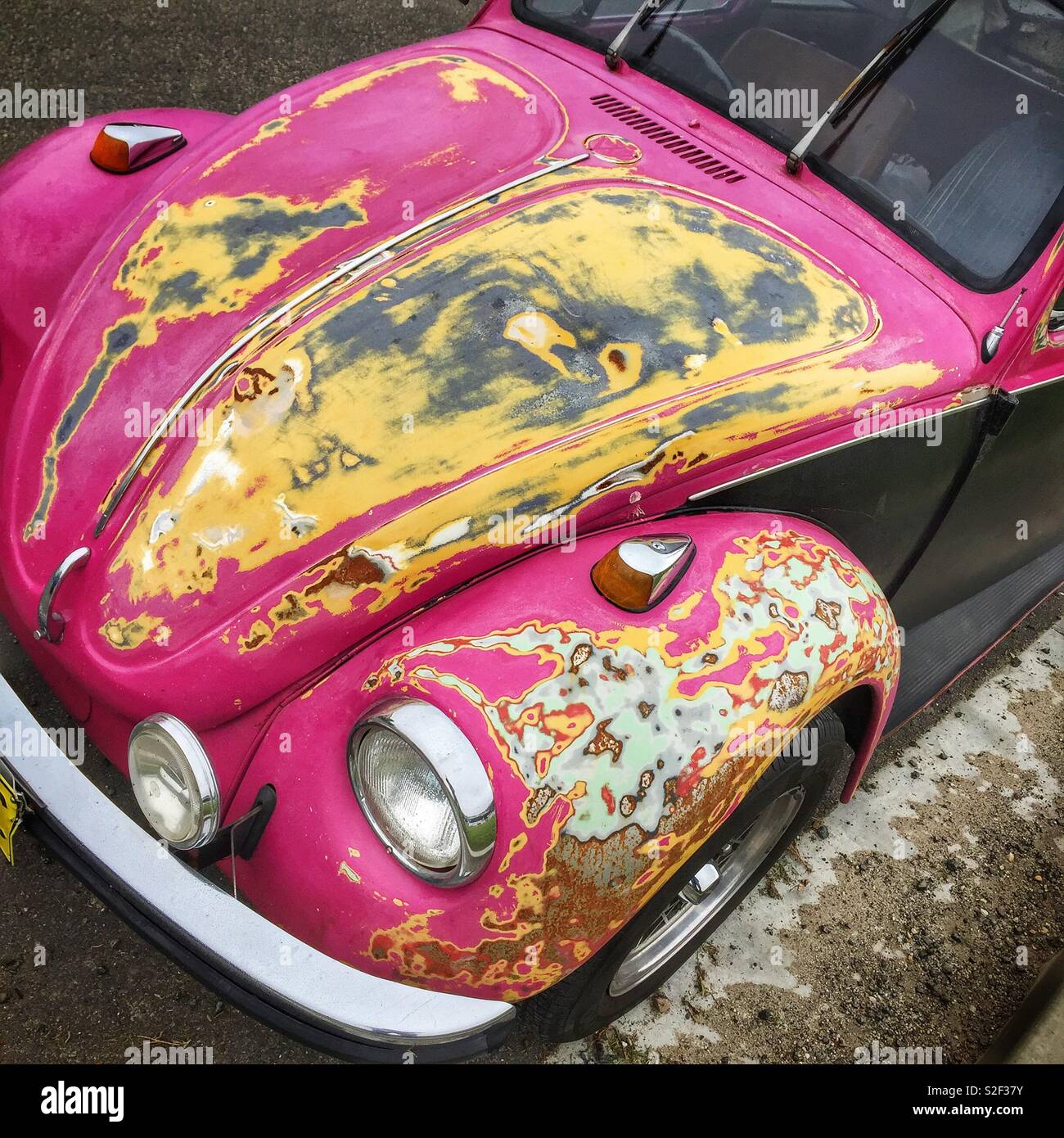Art accidentel : l'histoire d'un travail de peinture de la VW Coccinelle a révélé Banque D'Images