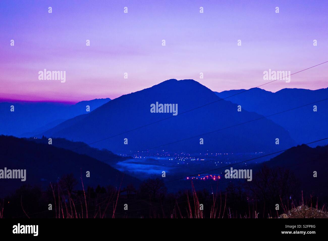 Summano de Lugo dans le coucher du soleil, de la montagne italiens Banque D'Images