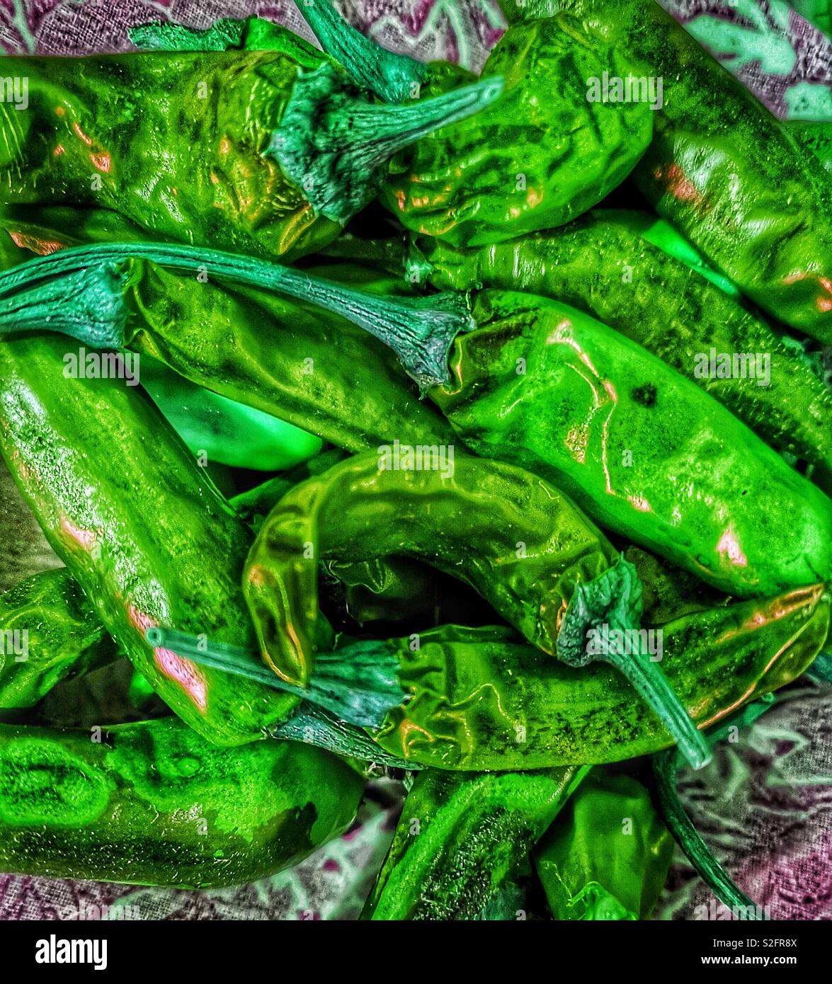 Bol de piments verts de chez nous - Image de stock capturée avec un smartphone