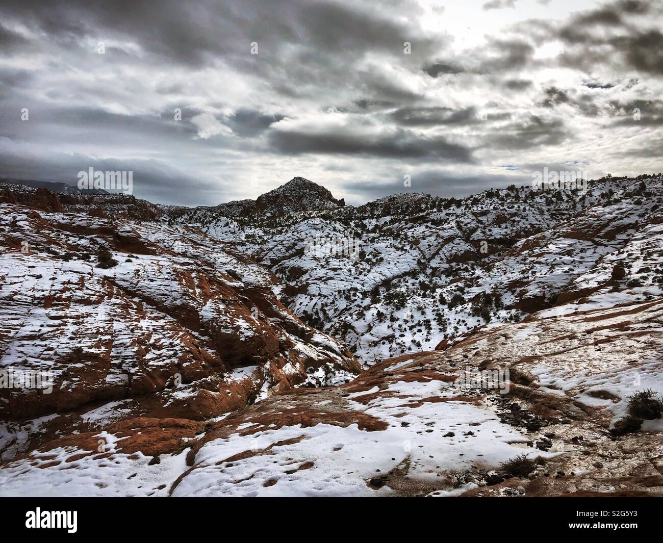 Moab Utah Montagnes de neige Hiver - Image de stock capturée avec un smartphone