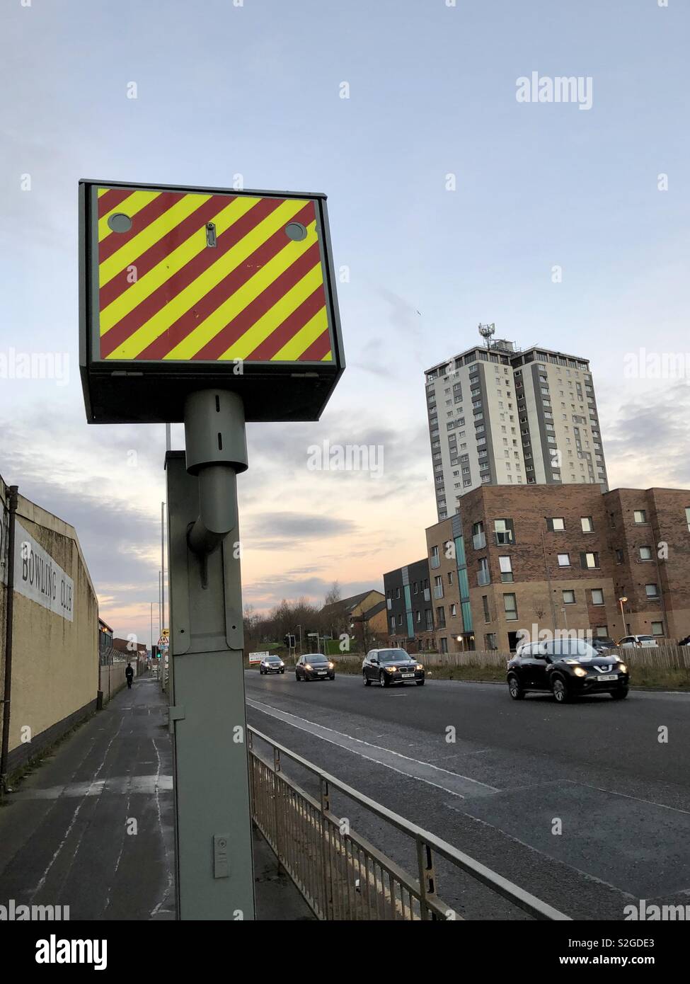 Speed camera, South Street, Glasgow. L'Écosse. UK. - Image de stock capturée avec un smartphone