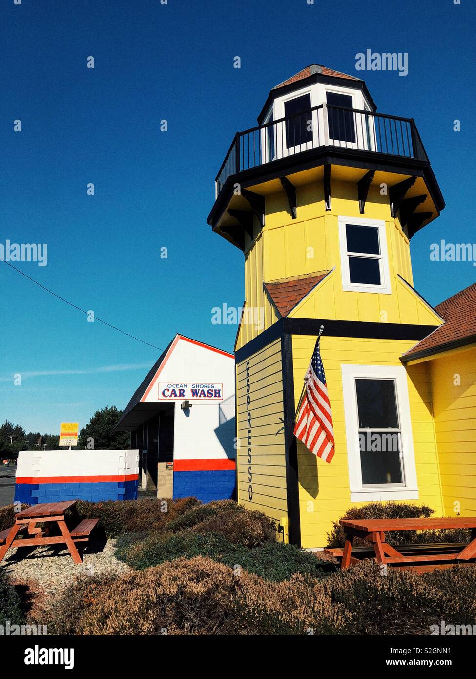 Lighthouse cafe à Ocean Shores, l'état de Washington - Image de stock capturée avec un smartphone