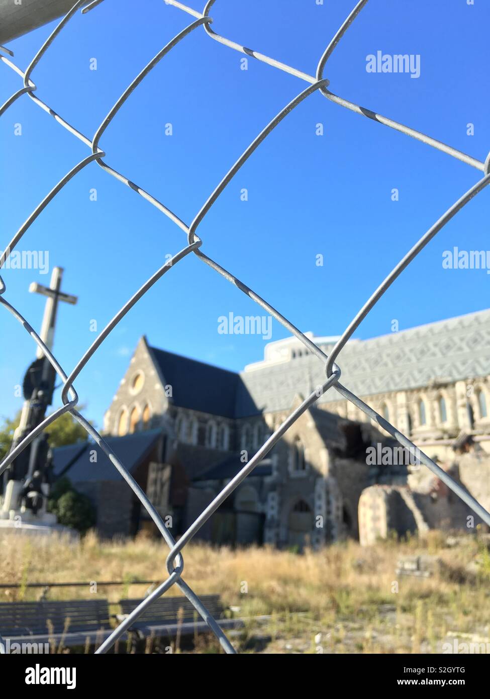 Auckland après le tremblement de terre de l'église. Au milieu de la reconstruction Banque D'Images