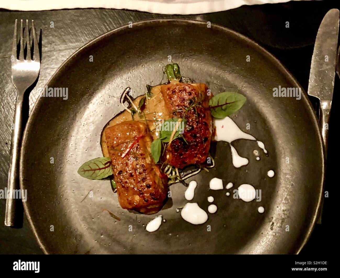 Close up of Thai style repas de filet de saumon Banque D'Images