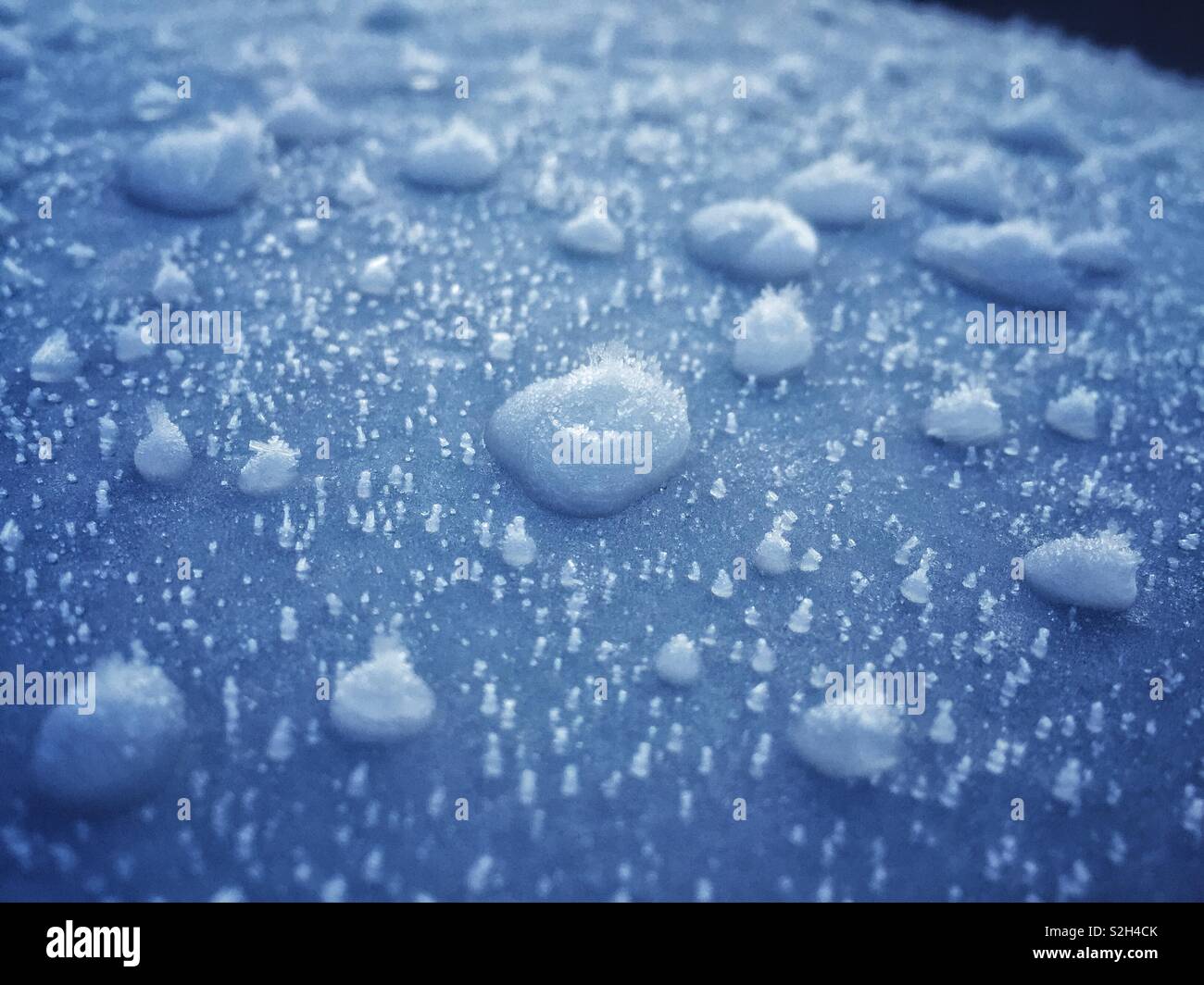 Globules de pluie gelés sur le pare-brise d'une voiture - Image de stock capturée avec un smartphone Globules de pluie gelés sur le pare-brise d'une voiture - Image de stock capturée avec un smartphone