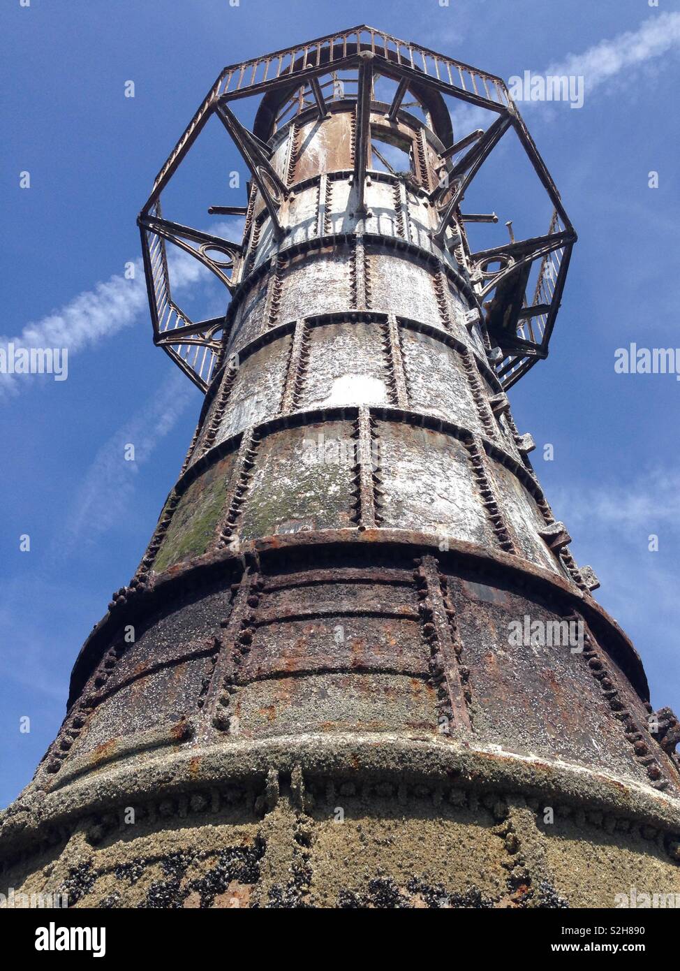 Whiteford Lighthouse, la péninsule de Gower près de Llanelli, pays de Galles - Image de stock capturée avec un smartphone