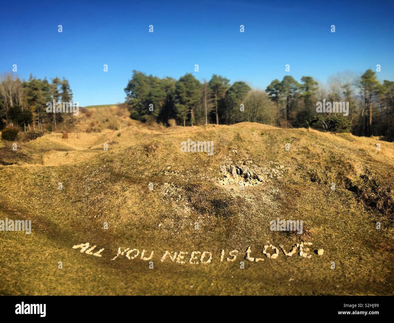 Tout ce qu'il vous faut, c'est l'amour de l'art en pierre à Painswick Beacon Banque D'Images