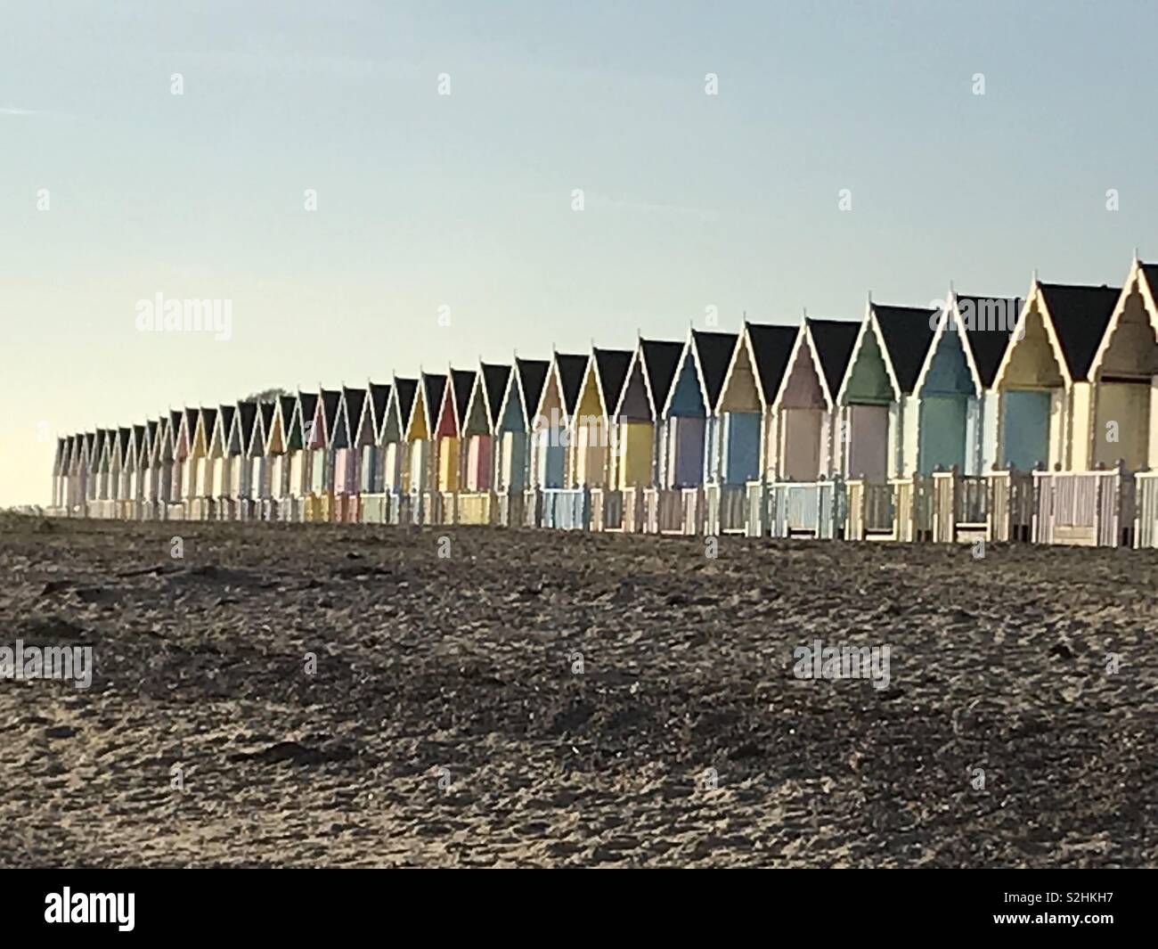 Cabines de plage Mersea Island UK Banque D'Images