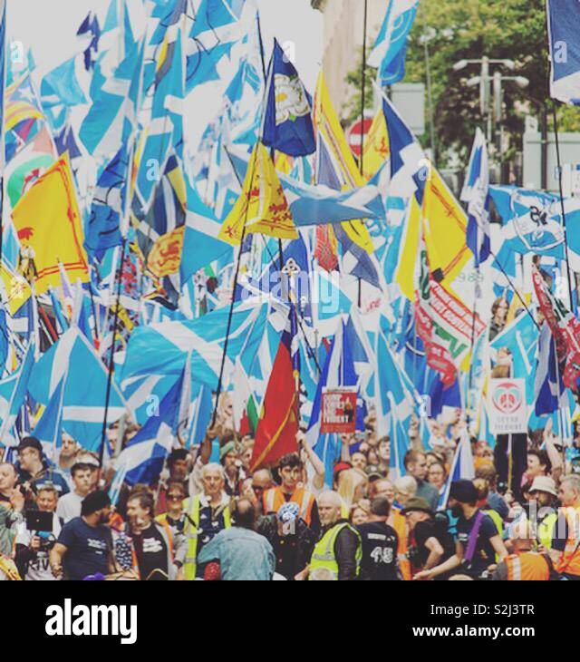 Protestation pour l'indépendance de l'Écosse Banque D'Images