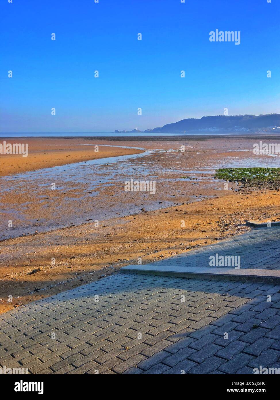 La Baie de Swansea, Mumbles, au sud-ouest du pays de Galles, février. Banque D'Images