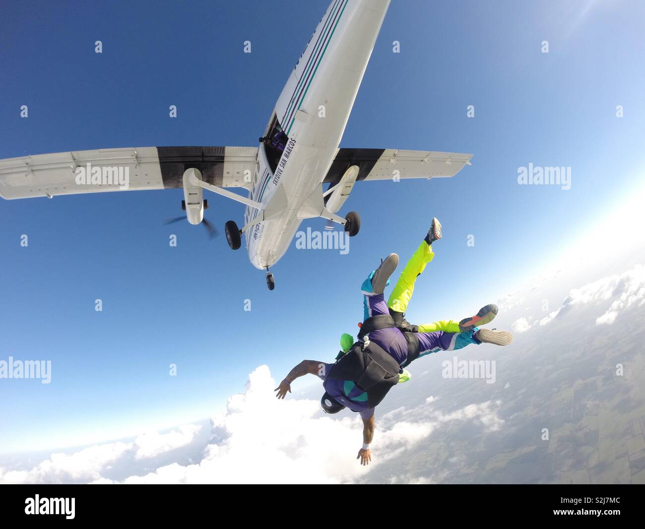 Skydiving Tandem Banque D'Images
