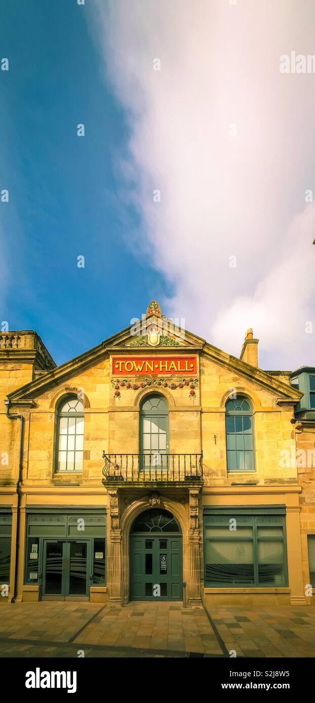 Hôtel de ville de Saltcoats, réaménagé en 2016. L'Écosse. UK. - Image de stock capturée avec un smartphone