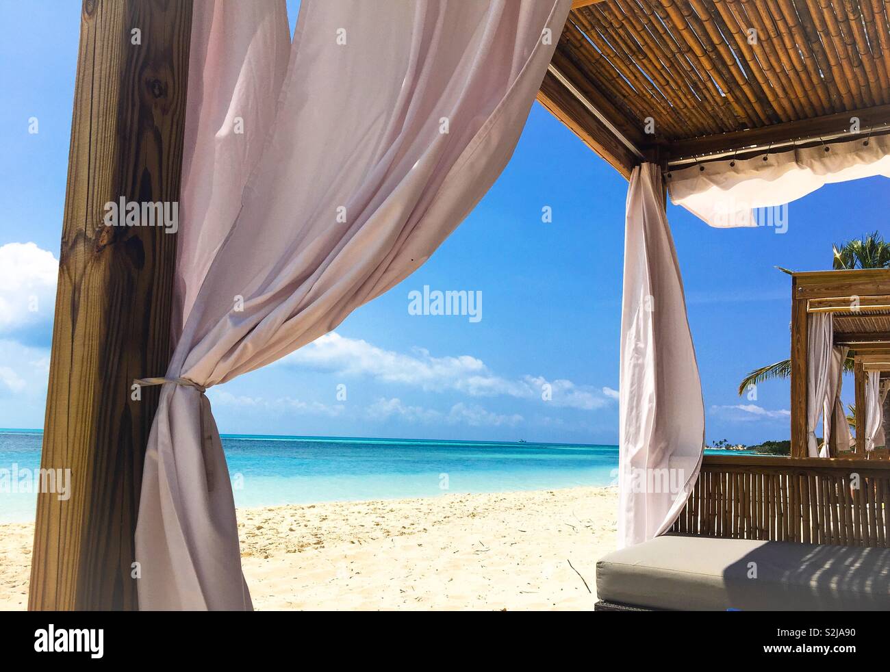 Cabane privée aux Bahamas. Banque D'Images