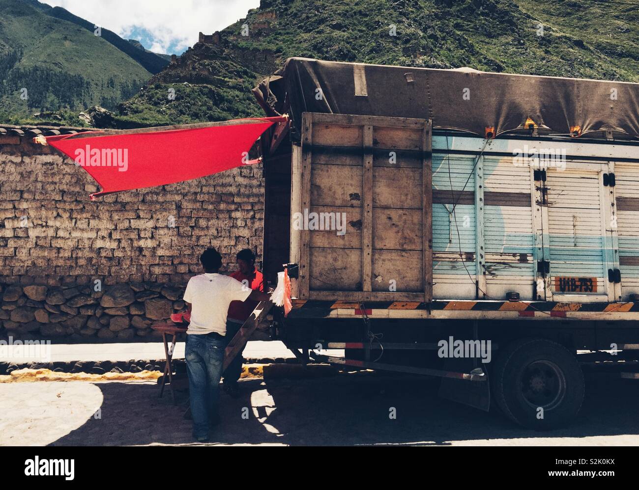 Vie quotidienne à Ollantaytambo, Pérou Banque D'Images