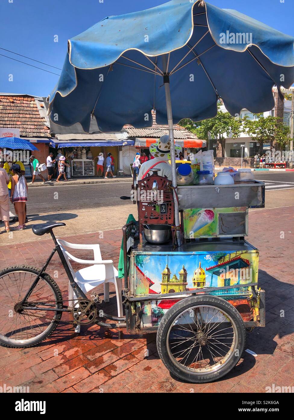 Street food vendor à Cartagena, Colombie. - Image de stock capturée avec un smartphone