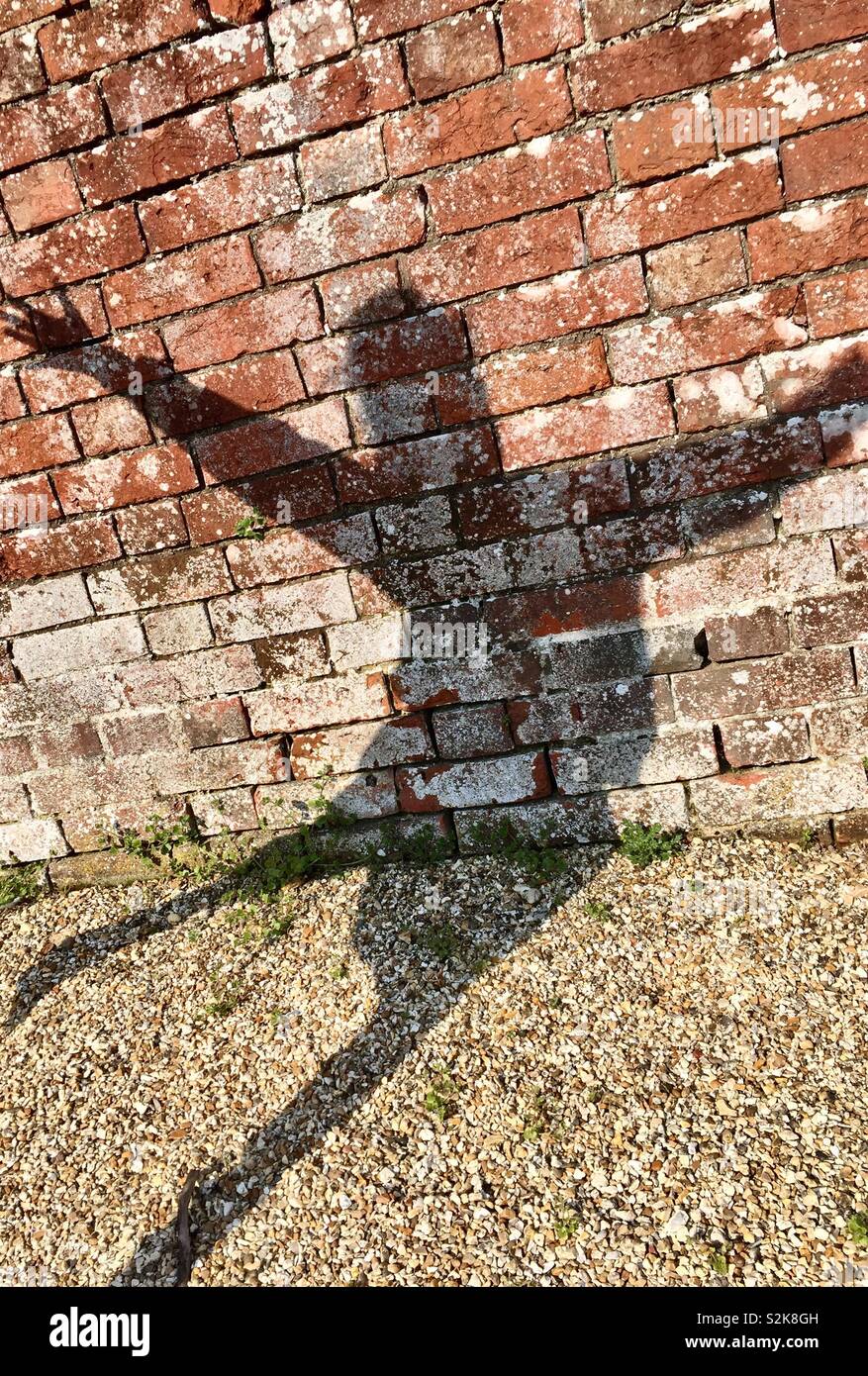 L'ombre de l'enfant sur un mur et sentier de gravier Photo Stock - Alamy
