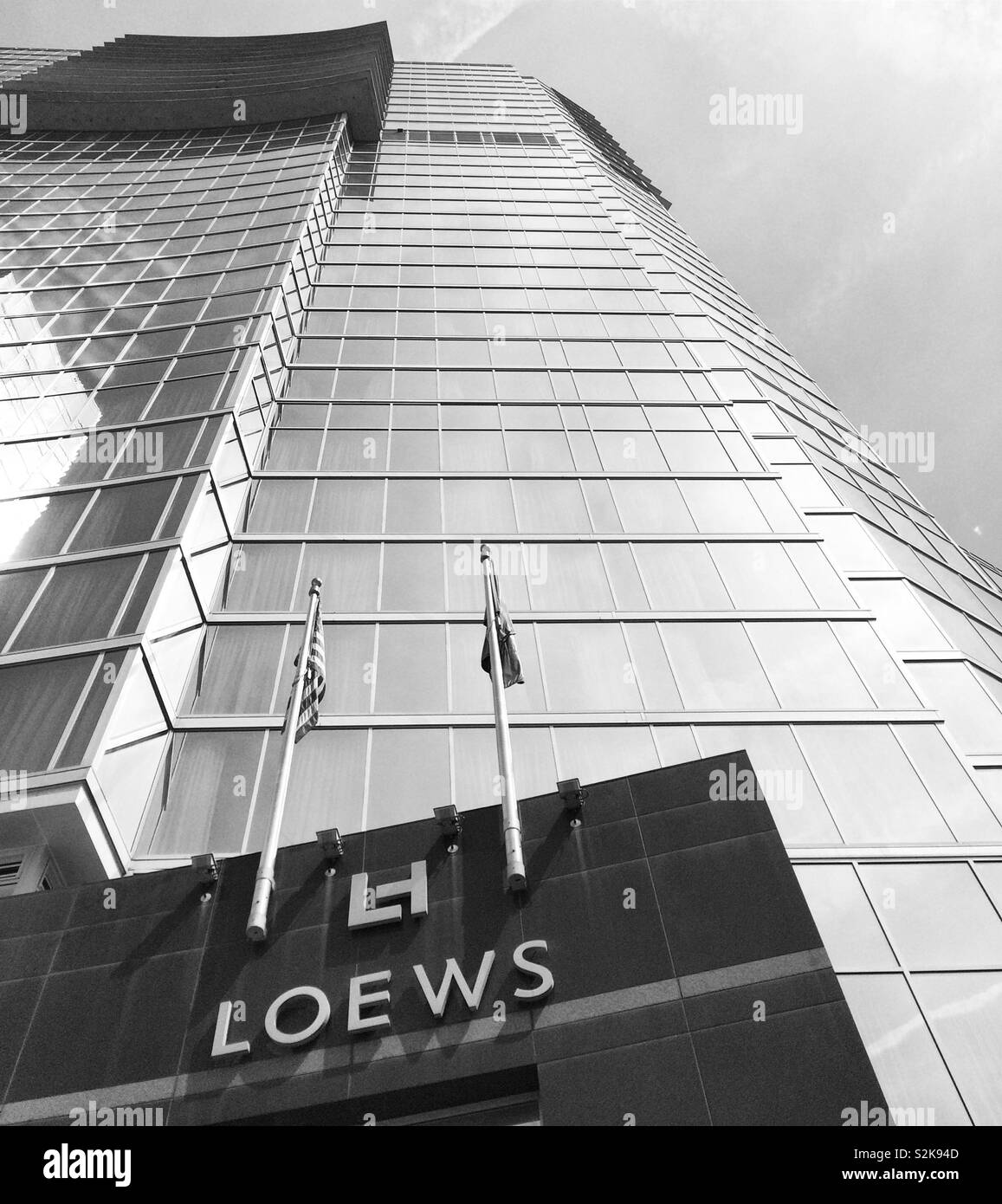 Une image en noir et blanc de l'hôtel Loews Atlanta Hotel, Atlanta, Georgia, United States Banque D'Images