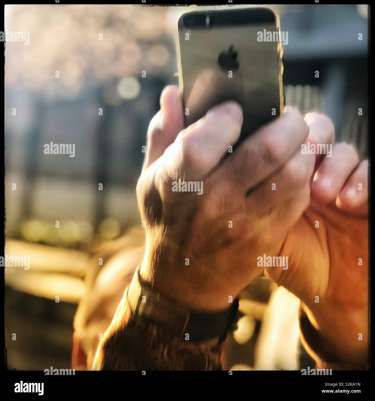 Photo prise de l'homme, les mains prenant photo, imagerie de la prendre, l'iPhone Banque D'Images