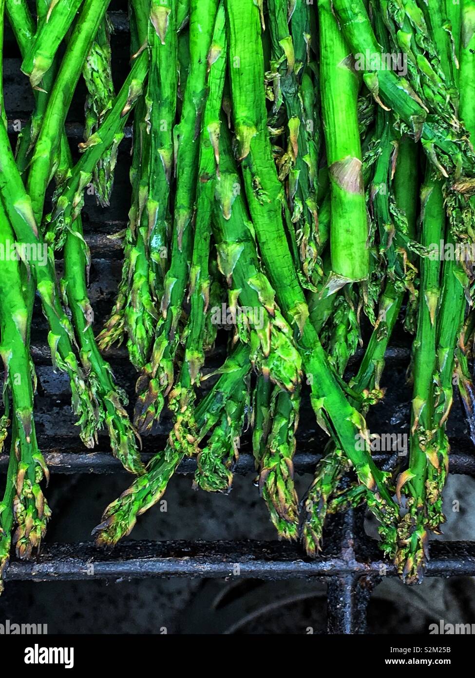 Farm Fresh delicious asperges vertes grillées sur le barbecue. Banque D'Images