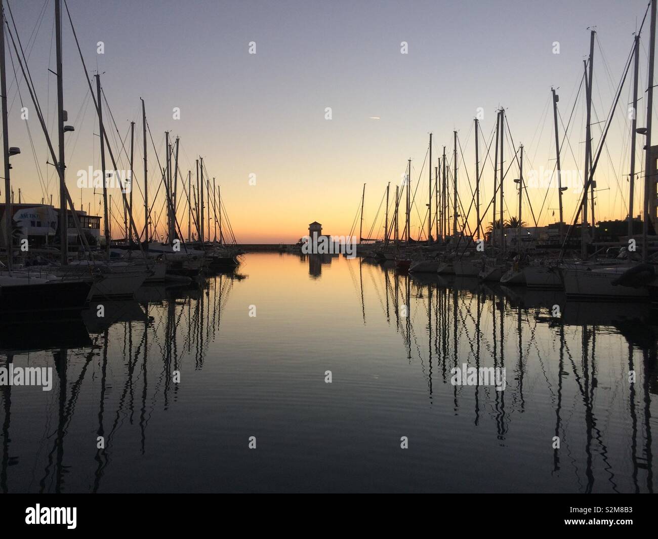 Sunset Marina Almerimar Banque D'Images