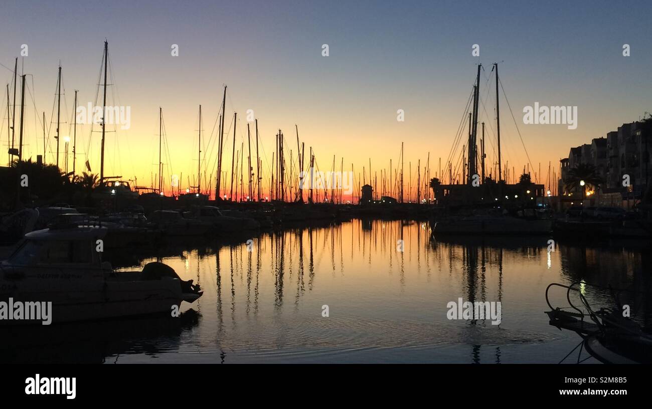 Sunset Marina Almerimar Banque D'Images