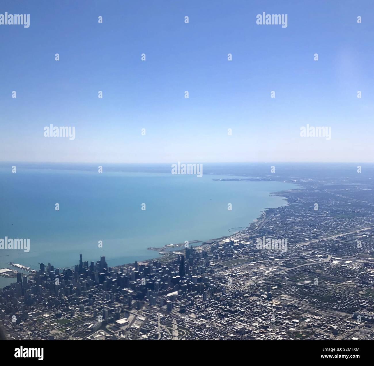 Chicago et le lac Michigan à partir de 6000 pieds Banque D'Images