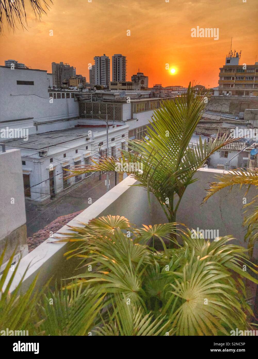 Coucher du soleil à Santa Marta, Colombie. Banque D'Images