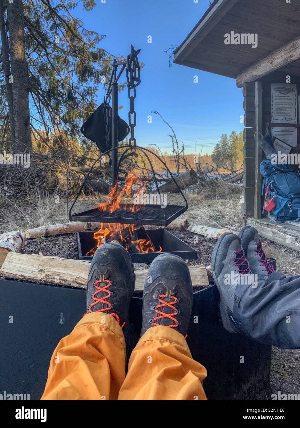 Camping sauvage dans la réserve naturelle, Dalana, Suède Banque D'Images