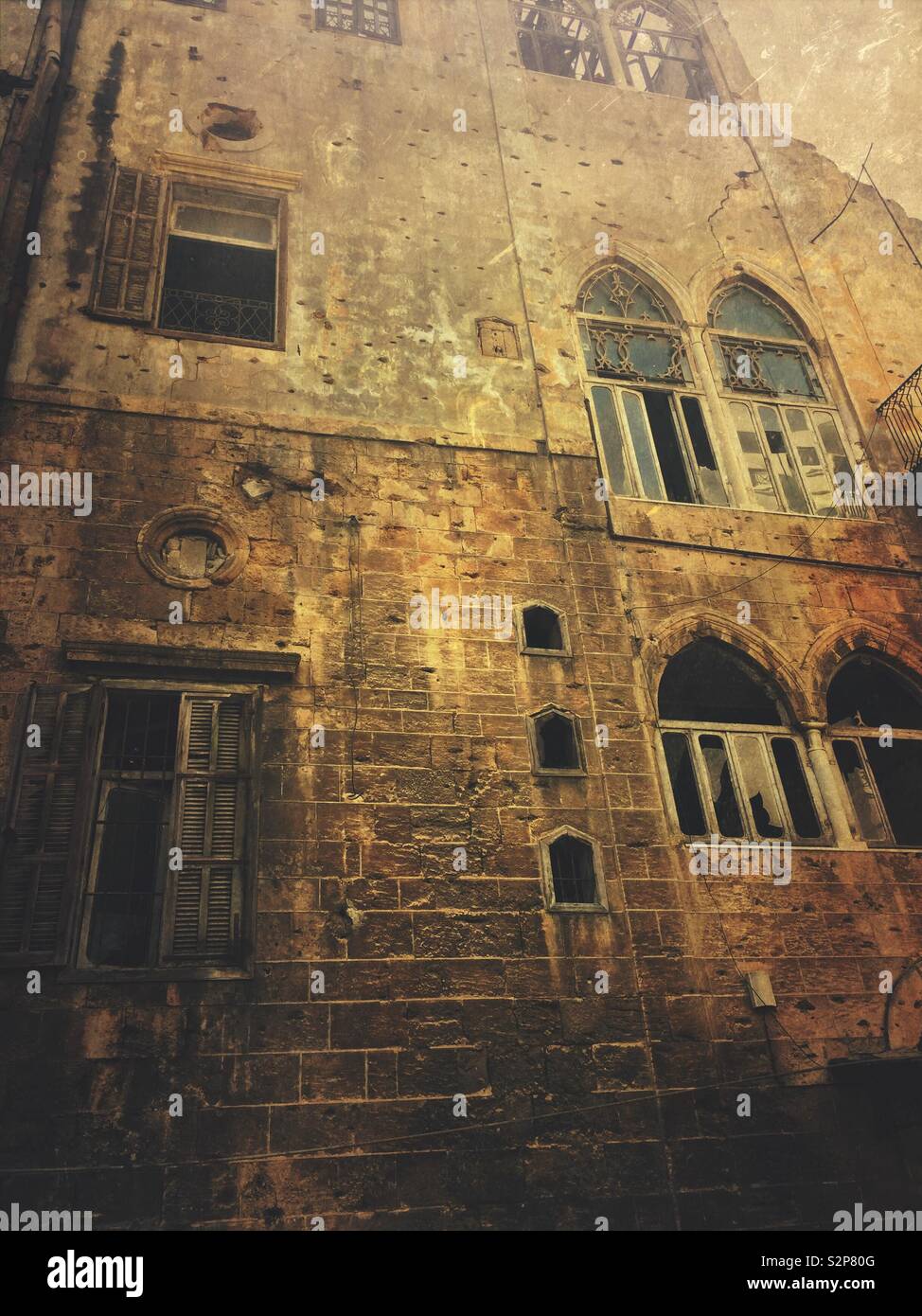 Vieux bâtiment abandonné Beyrouth Liban Moyen Orient Banque D'Images