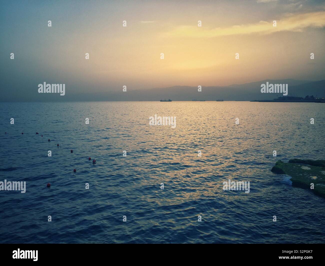 Lever du soleil sur la mer Méditerranée Beyrouth Liban Moyen Orient Banque D'Images