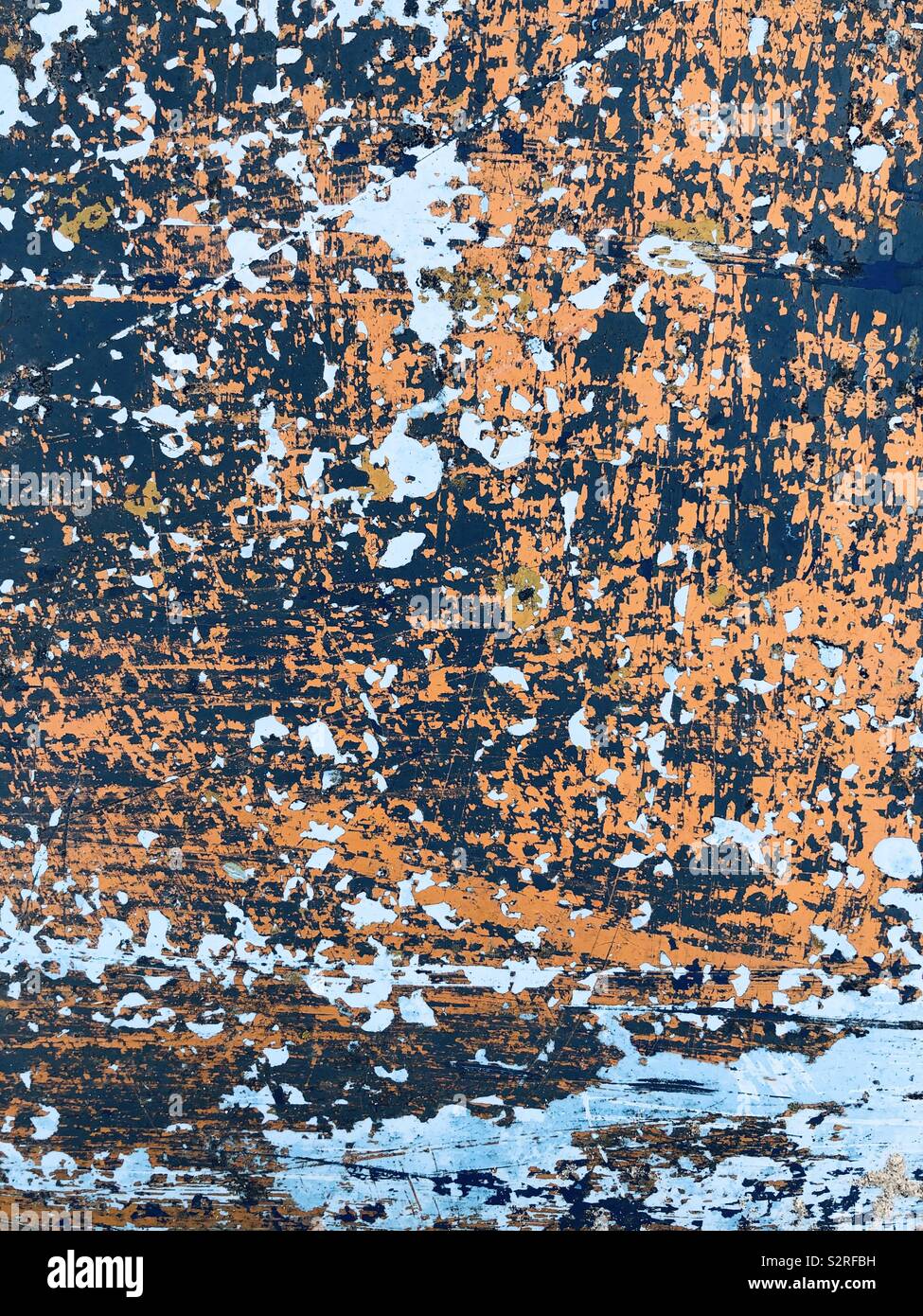 Couches de peinture formant un abrégé en bleu et orange Banque D'Images
