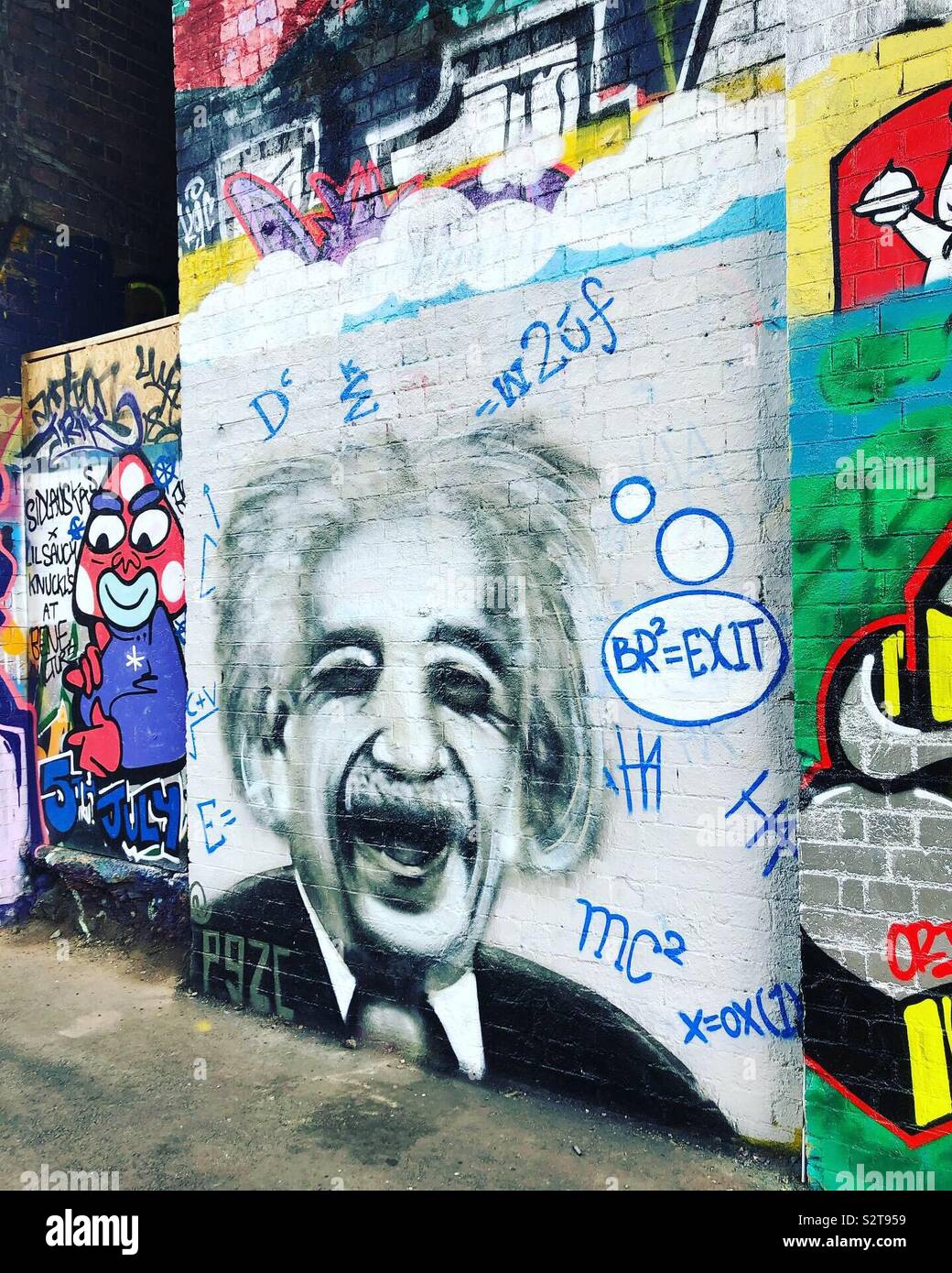 Brexit Einstein street art Banque D'Images