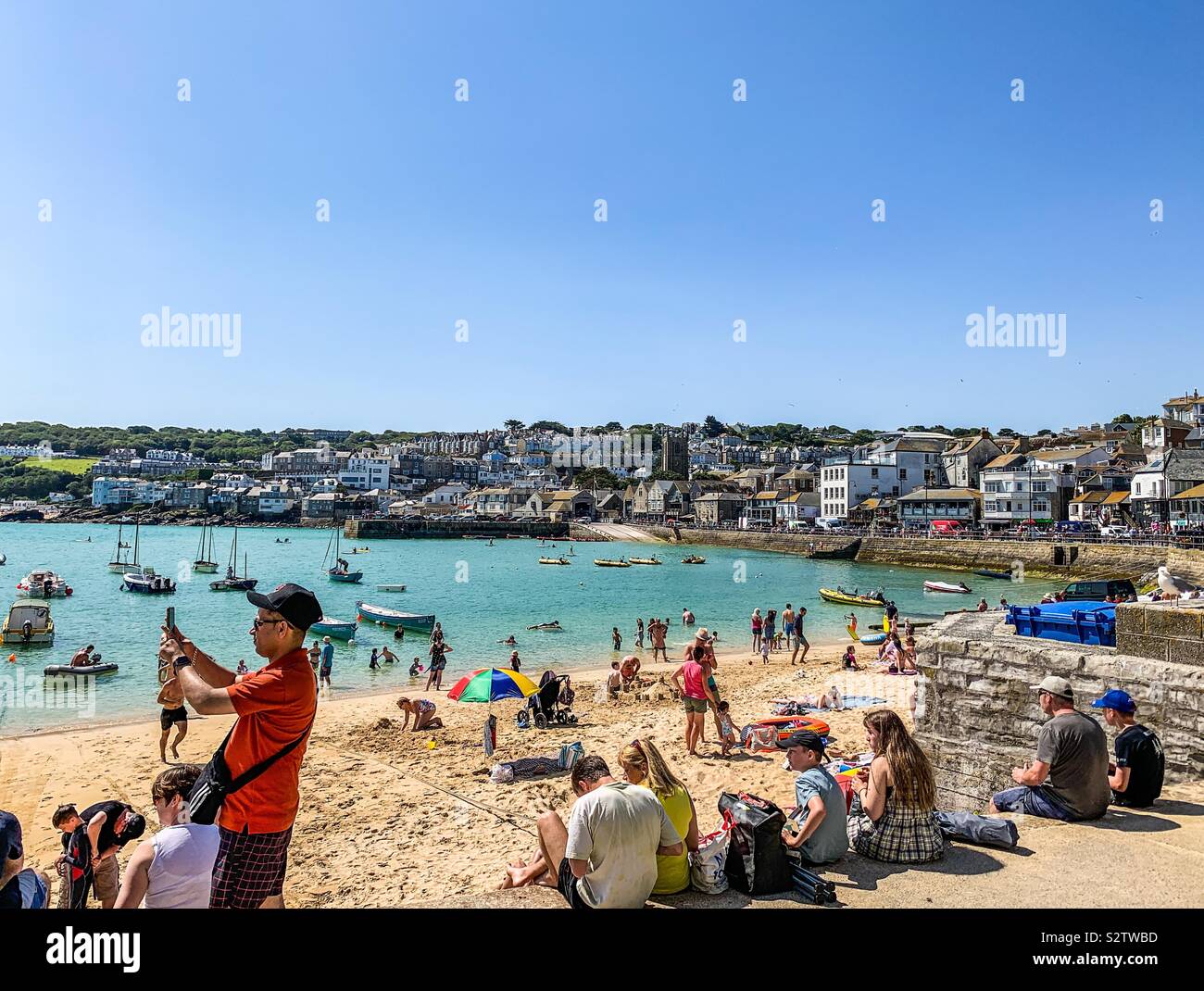 Plage et de la promenade de St Ives en Cornouailles - Image de stock capturée avec un smartphone