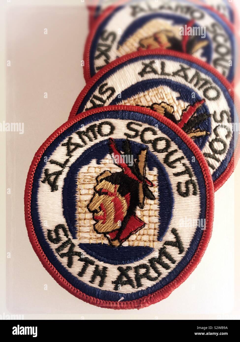 Vintage Alamo scouts sur les épaules de la Seconde Guerre mondiale, USA Banque D'Images