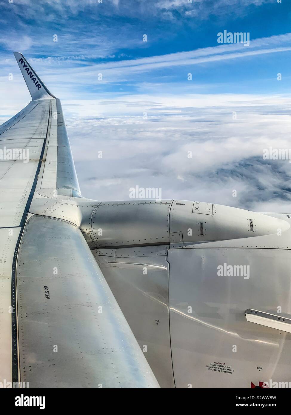 En vol sur un Boeing 737 de Ryanair Banque D'Images