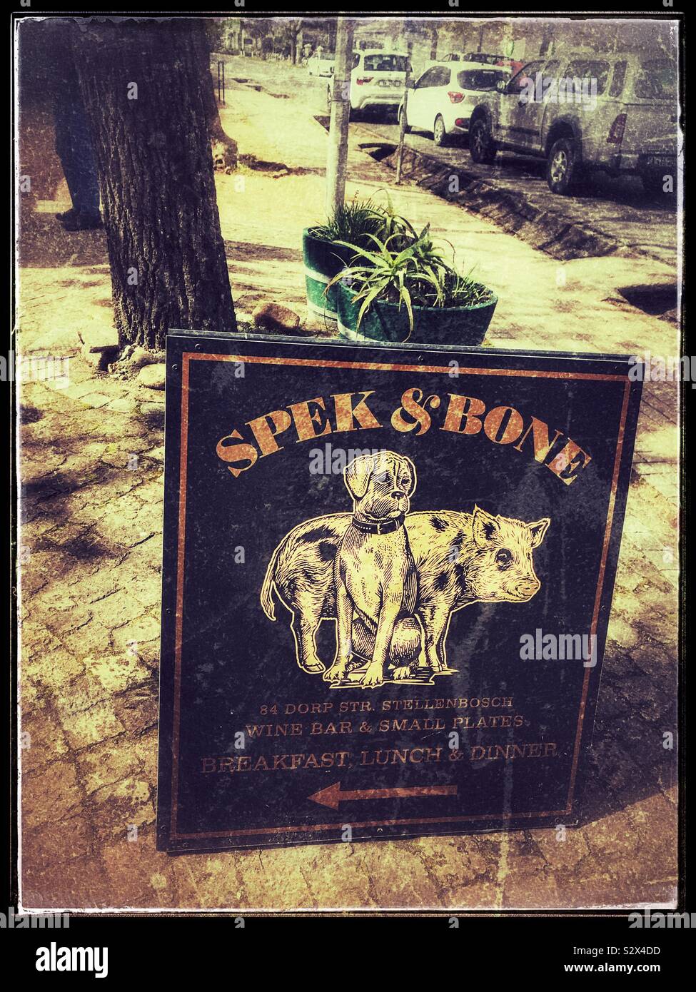 Spek & Bone , Stellenbosch, Afrique du Sud. L'utilisation massive de filtres. Banque D'Images