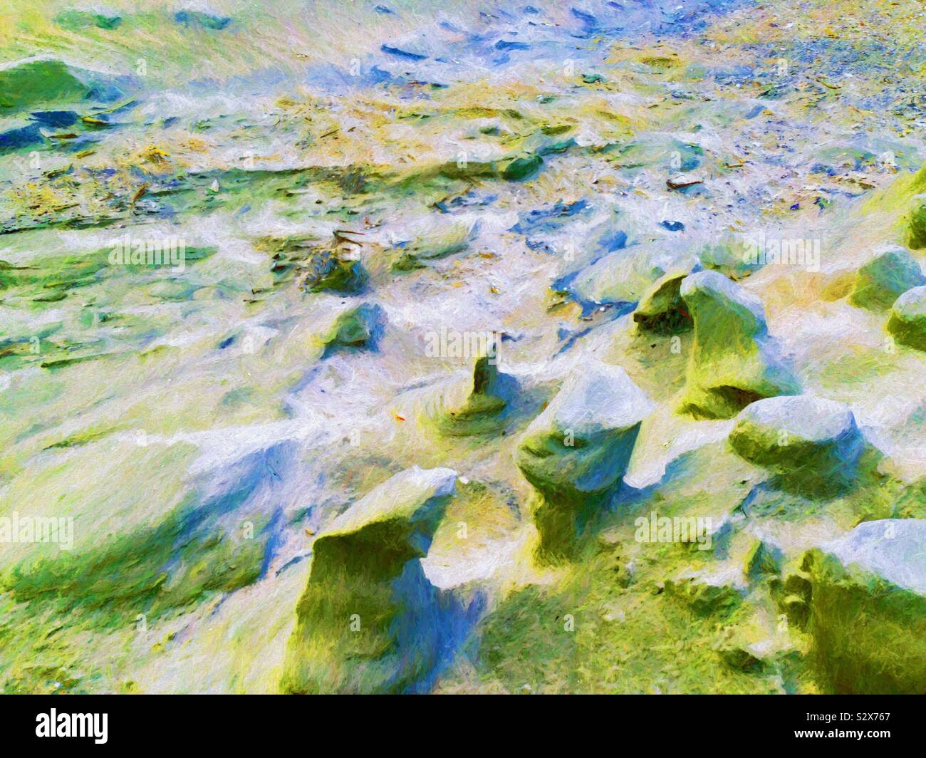 Paysage abstrait de le sable sur une plage de Caroline du Sud. Banque D'Images